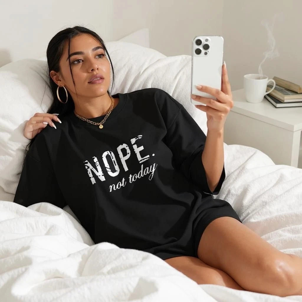 Womens Oversized Baggy Fit T-Shirt Short Sleeve Slogan Tee Casual Ladies Top