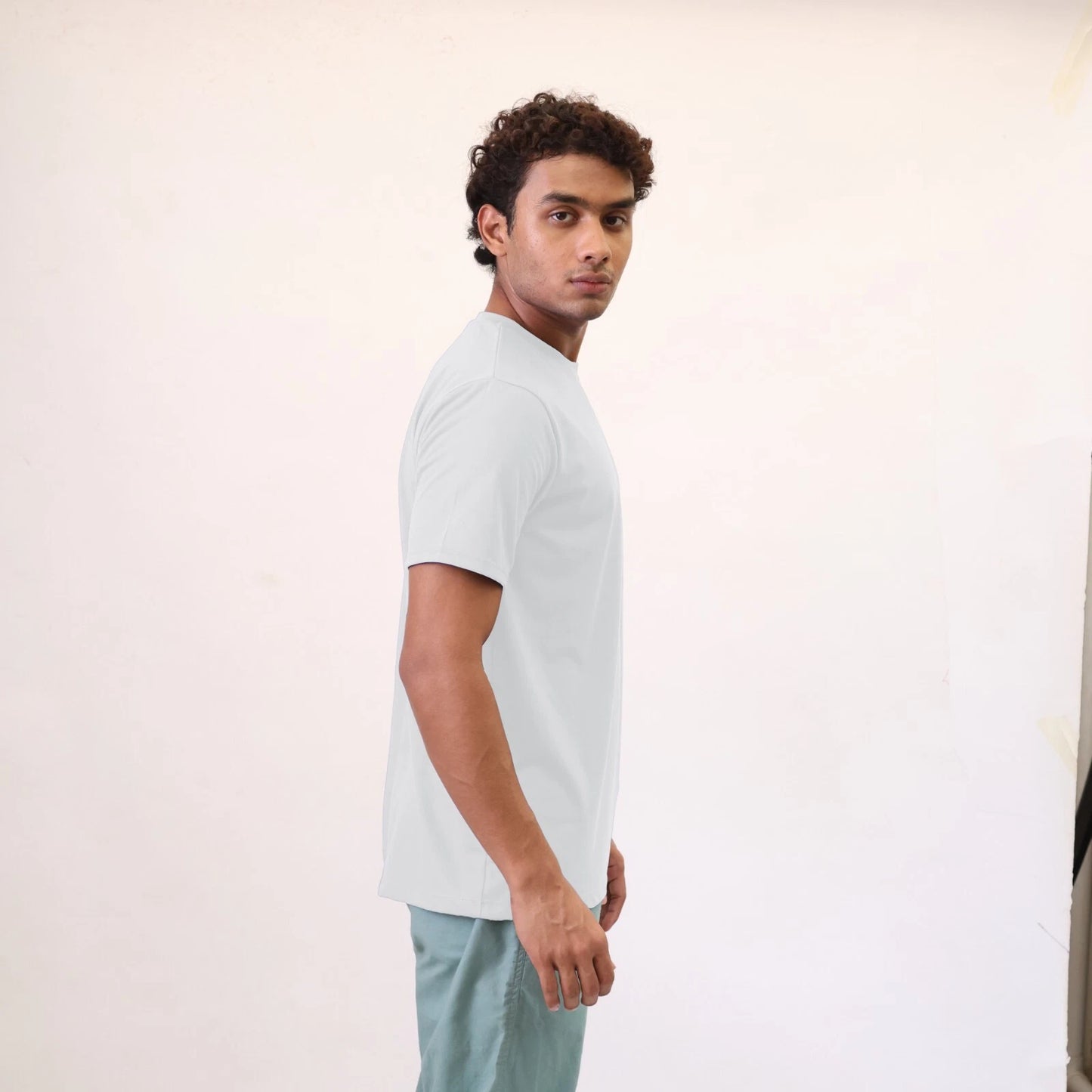 Mens Plain T-Shirts Just Look Cotton Blend Plain Short Sleeve Tee New M-2XL