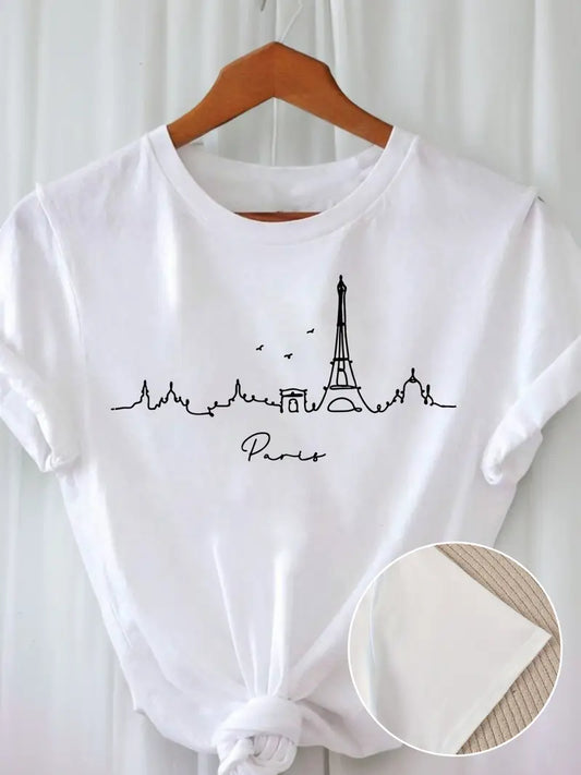 Women’s Graphic Tee Shirt – Short Sleeve, Crew Neck, Casual Top for Summer & Spring