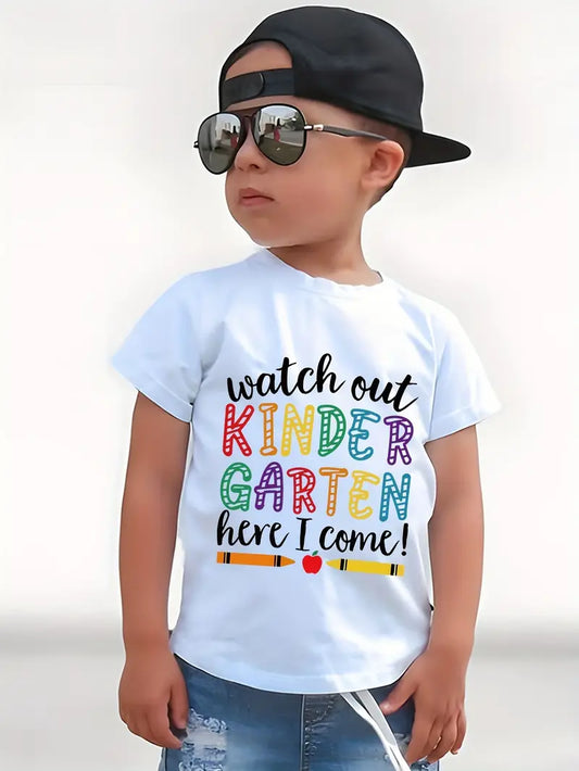 Watch Out Kindergarten Here I Come Shirt Boys First Day School Tee Kids Summer Top