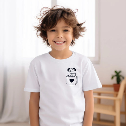 Cute Puppy Dog in Pocket Kids Unisex T-shirt Cotton Birthday Gift Funny Pets
