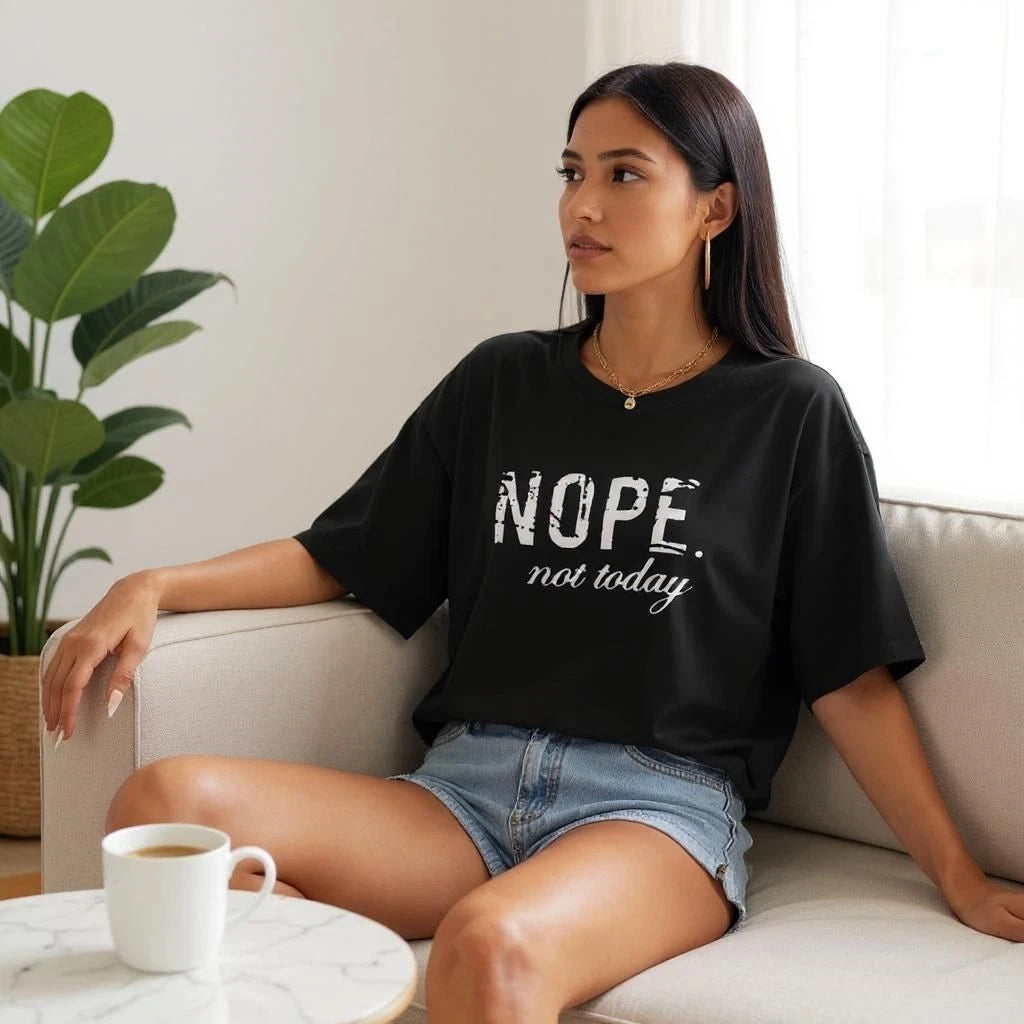 Womens Oversized Baggy Fit T-Shirt Short Sleeve Slogan Tee Casual Ladies Top