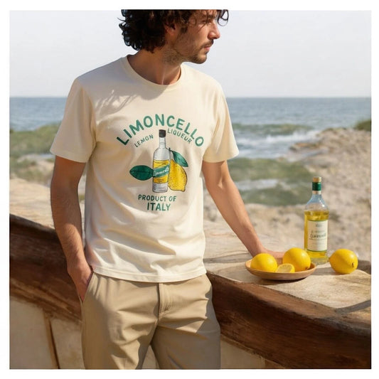Men's Limoncello Italy T-Shirt Cotton Crew Neck Summer Short Sleeve Casual Top