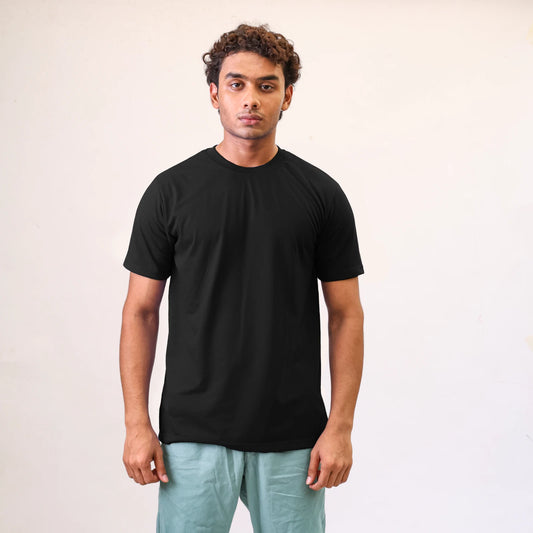 Mens Plain T-Shirts Just Look Cotton Blend Plain Short Sleeve Tee New M-2X