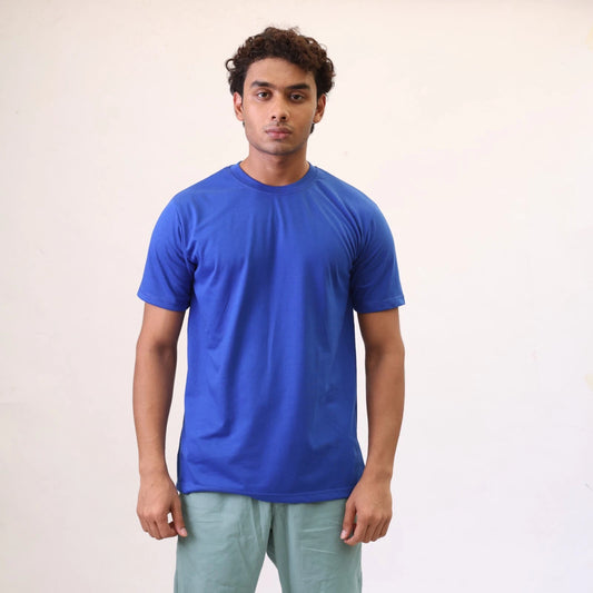 Mens Plain T-Shirts Just Look Cotton Blend Plain Short Sleeve Tee New M-2XL