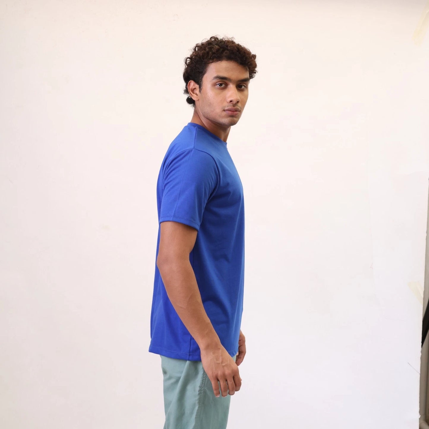 Mens Plain T-Shirts Just Look Cotton Blend Plain Short Sleeve Tee New M-2XL