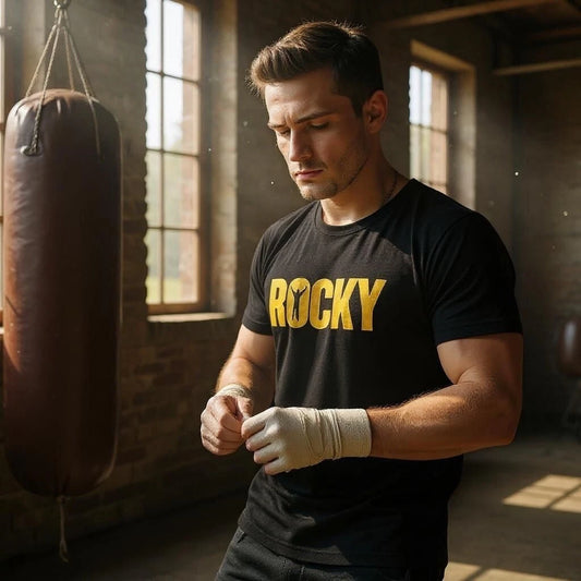 Rocky Print T-Shirt Mens Cotton Crew Neck Tee Top Short Sleeve S-XXL